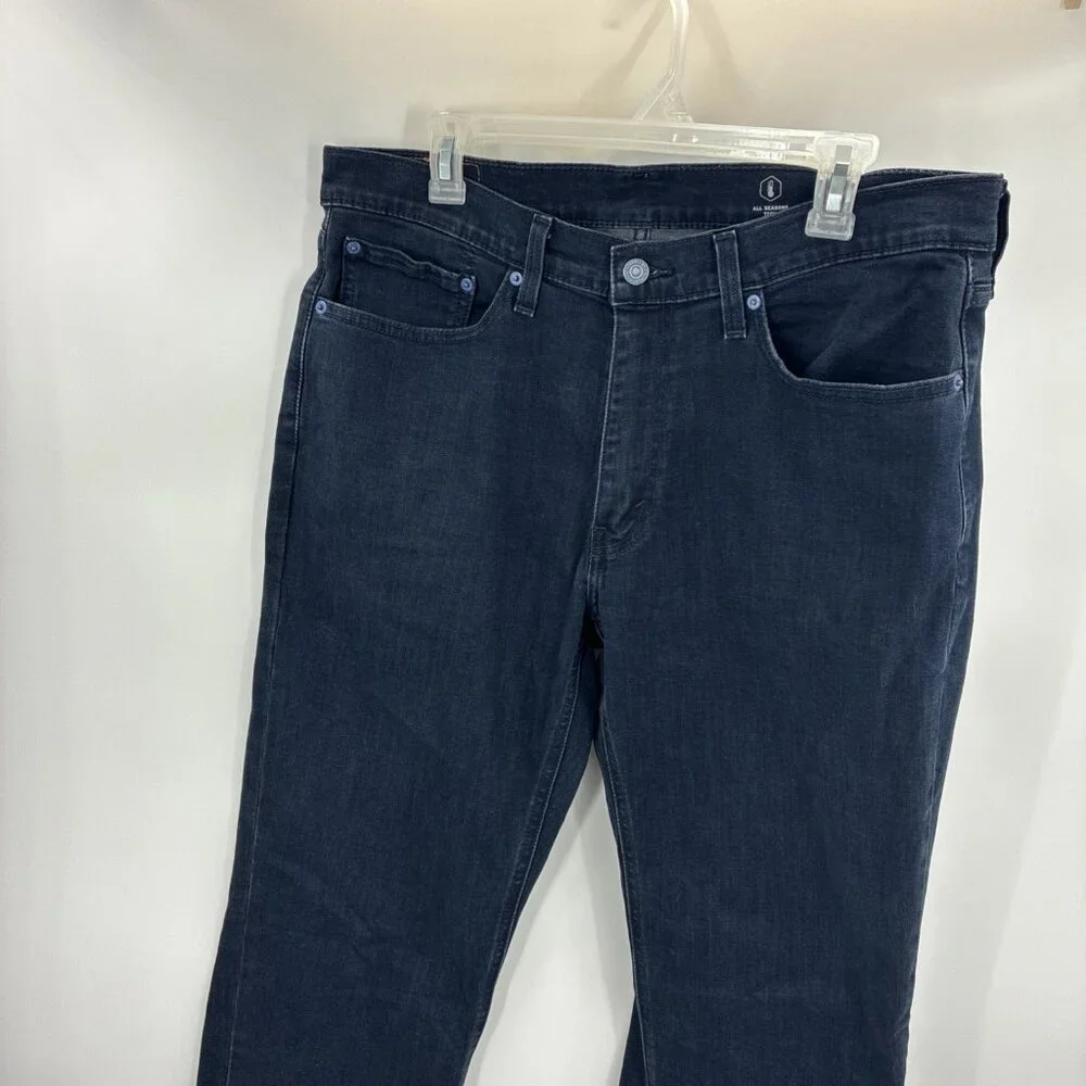 Levis Mens 34x32 Straight Leg Jeans Dark Wash Waterless Denim